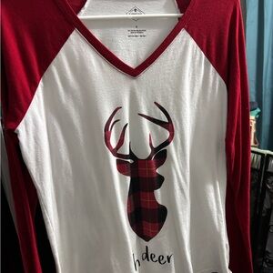 Red and White Reindeer Long Sleeve Shirt